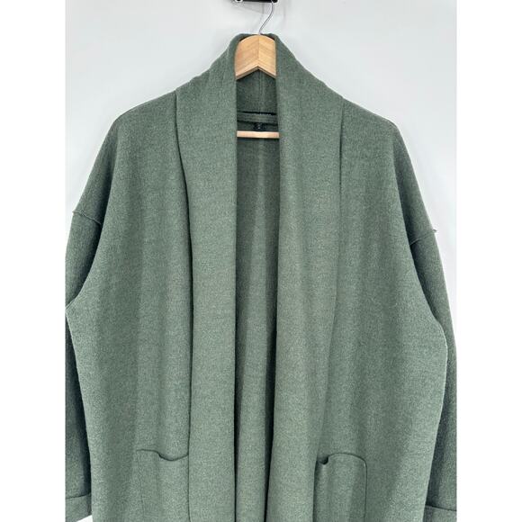 Eileen Fisher Lightweight Boiled Wool Coat Cardigan Longline Jacket Sweater - Picture 5 of 13